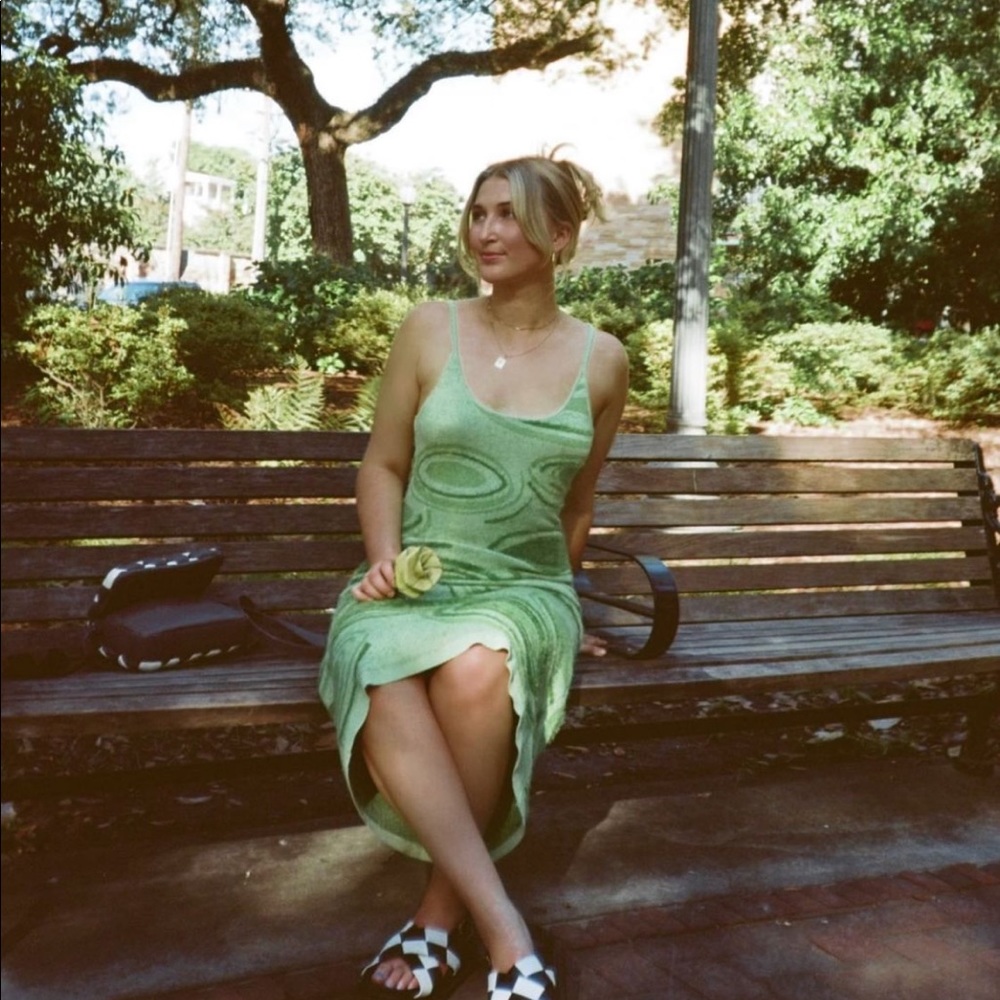 AMAZING HOUSE OF SUNNY GREEN HOCKNEY DRESS IN PERFECT CONDITION